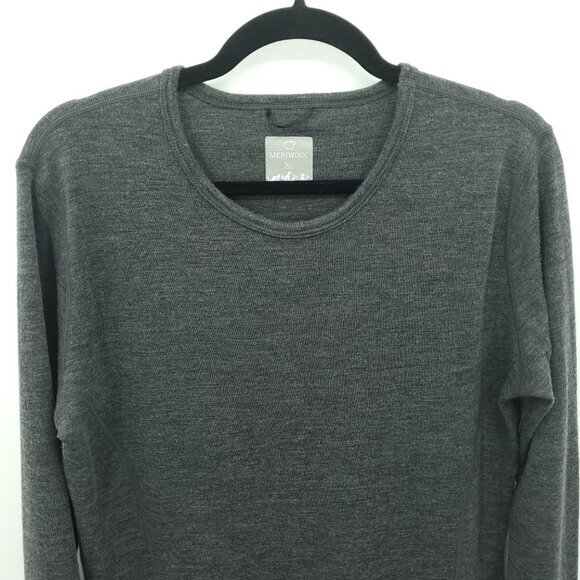 Men's Meriwool 100% Wool Mid-Weight Crew Neck Base Layer Long Sleeve Tee XL Gray - Picture 4 of 16
